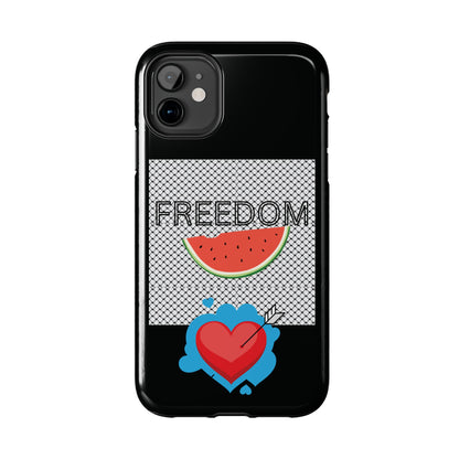 Freedom Vibes Tough Phone Case - Fun Watermelon & Heart Design