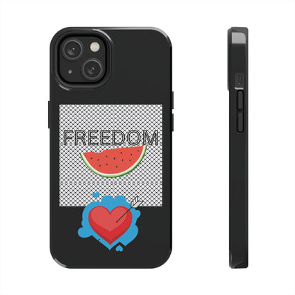 Freedom Vibes Tough Phone Case - Fun Watermelon & Heart Design