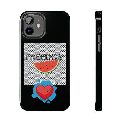 Freedom Vibes Tough Phone Case - Fun Watermelon & Heart Design