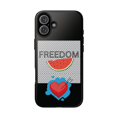 Freedom Vibes Tough Phone Case - Fun Watermelon & Heart Design