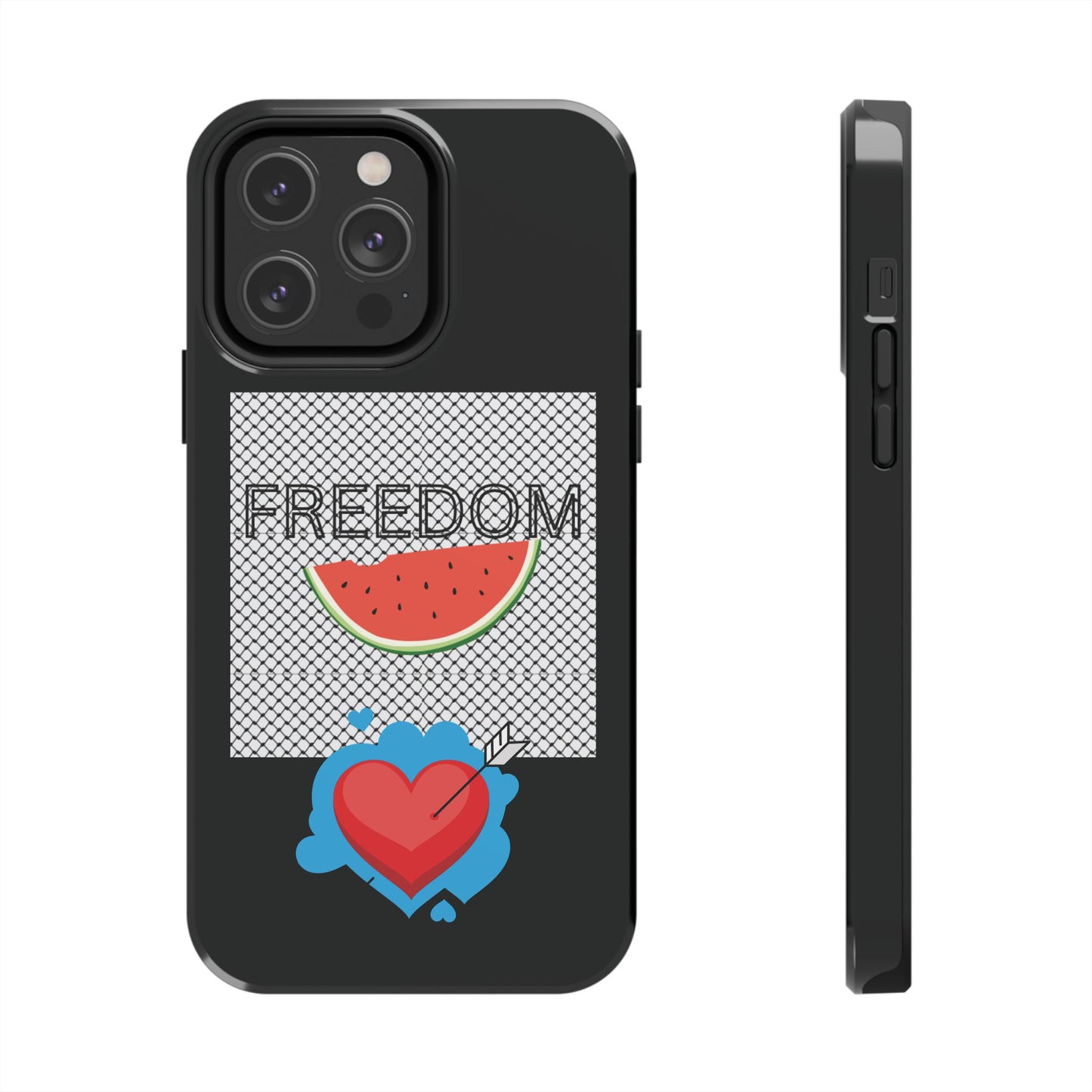 Freedom Vibes Tough Phone Case - Fun Watermelon & Heart Design