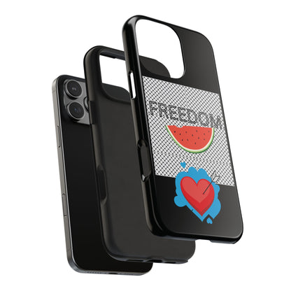 Freedom Vibes Tough Phone Case - Fun Watermelon & Heart Design