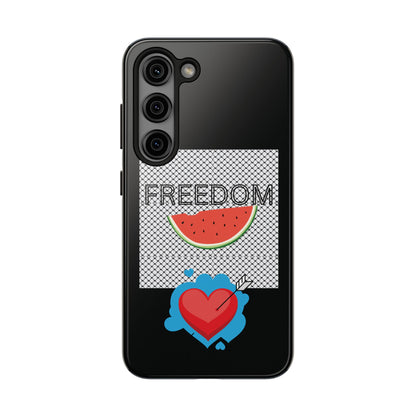 Freedom Vibes Tough Phone Case - Fun Watermelon & Heart Design