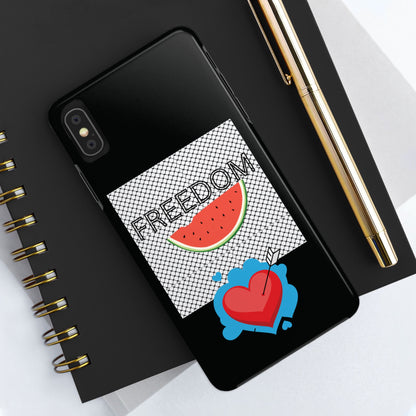 Freedom Vibes Tough Phone Case - Fun Watermelon & Heart Design