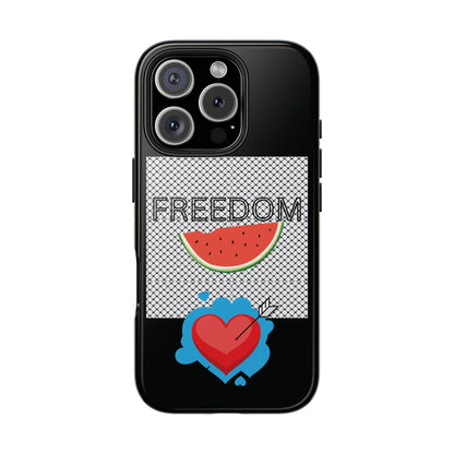 Freedom Vibes Tough Phone Case - Fun Watermelon & Heart Design