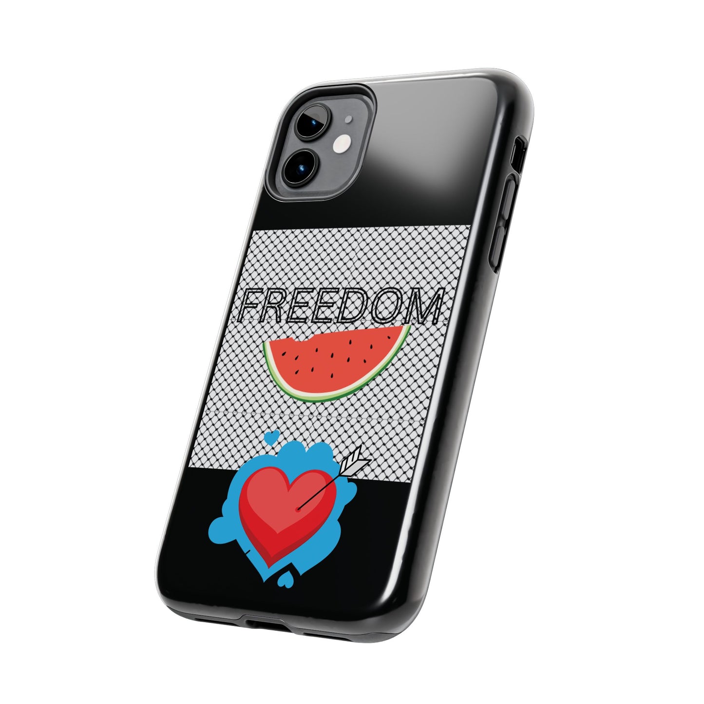 Freedom Vibes Tough Phone Case - Fun Watermelon & Heart Design