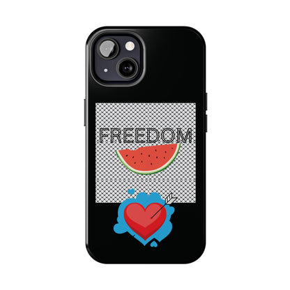 Freedom Vibes Tough Phone Case - Fun Watermelon & Heart Design