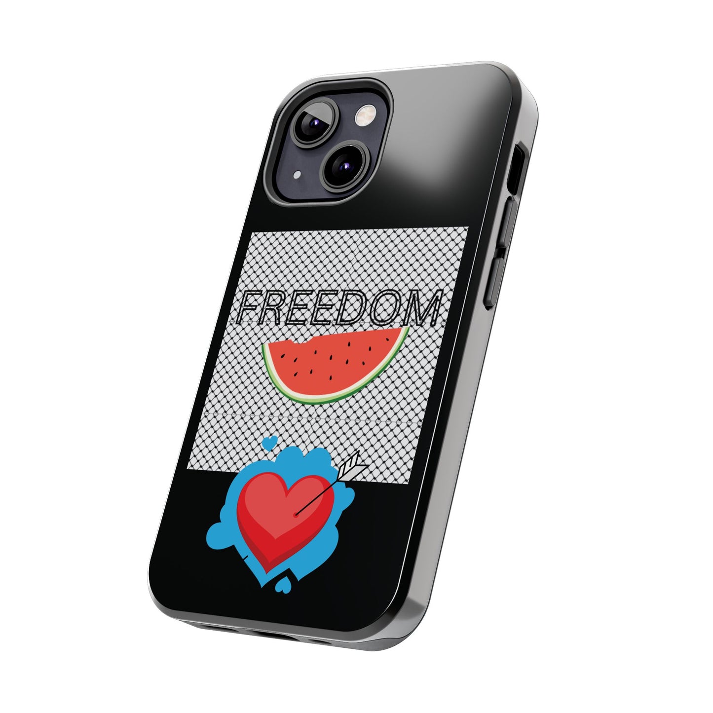 Freedom Vibes Tough Phone Case - Fun Watermelon & Heart Design