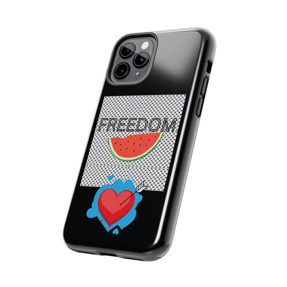 Freedom Vibes Tough Phone Case - Fun Watermelon & Heart Design