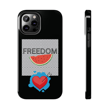 Freedom Vibes Tough Phone Case - Fun Watermelon & Heart Design