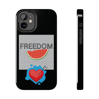 Freedom Vibes Tough Phone Case - Fun Watermelon & Heart Design