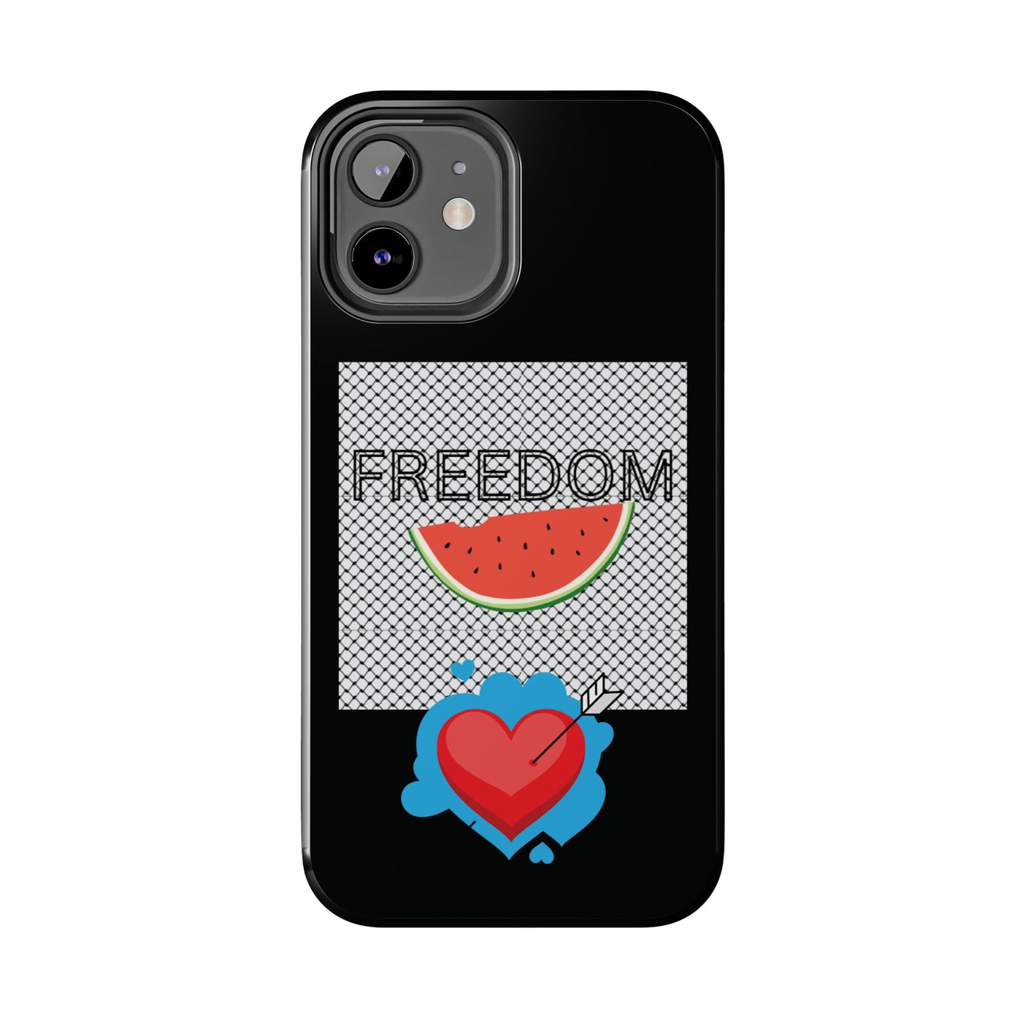 Freedom Vibes Tough Phone Case - Fun Watermelon & Heart Design