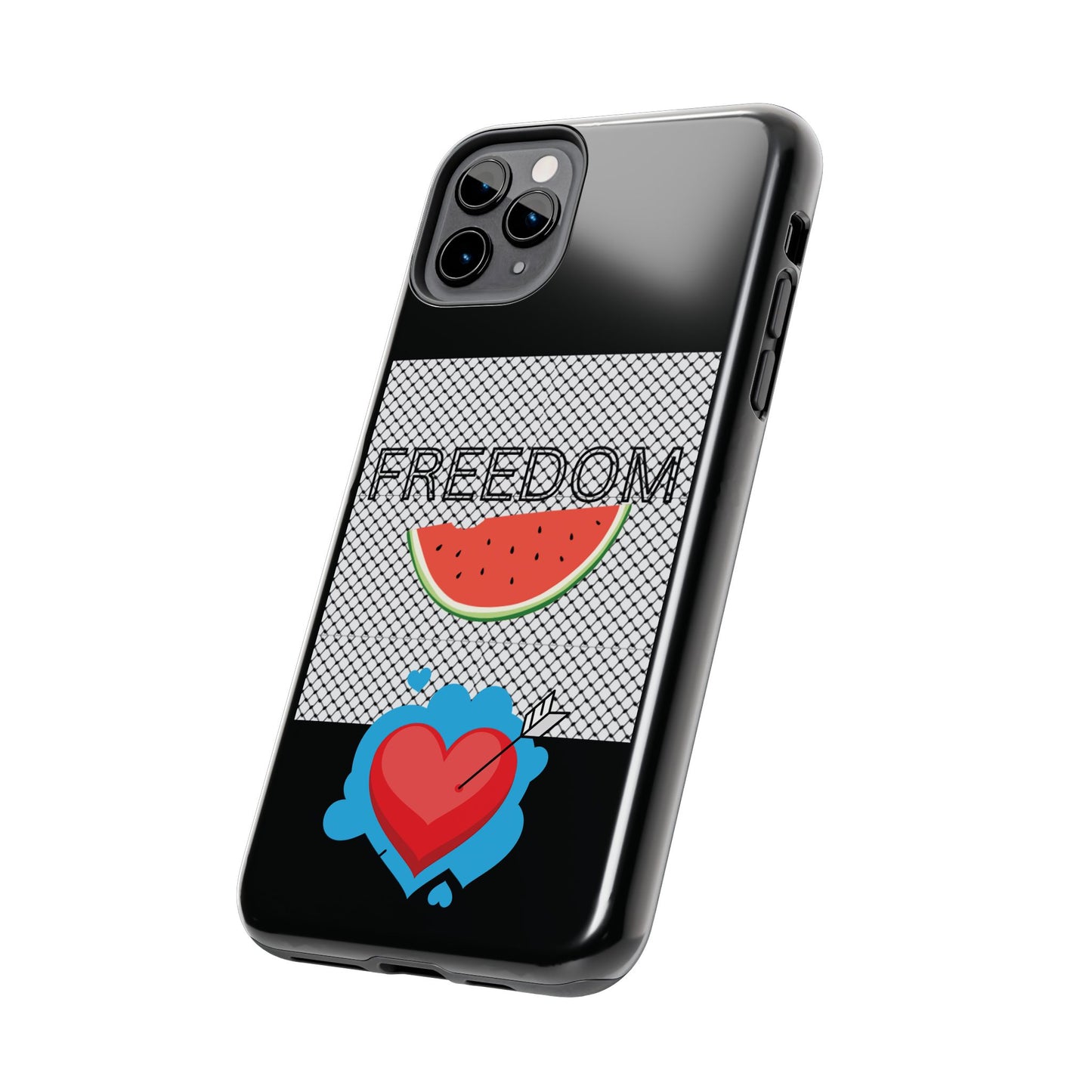 Freedom Vibes Tough Phone Case - Fun Watermelon & Heart Design