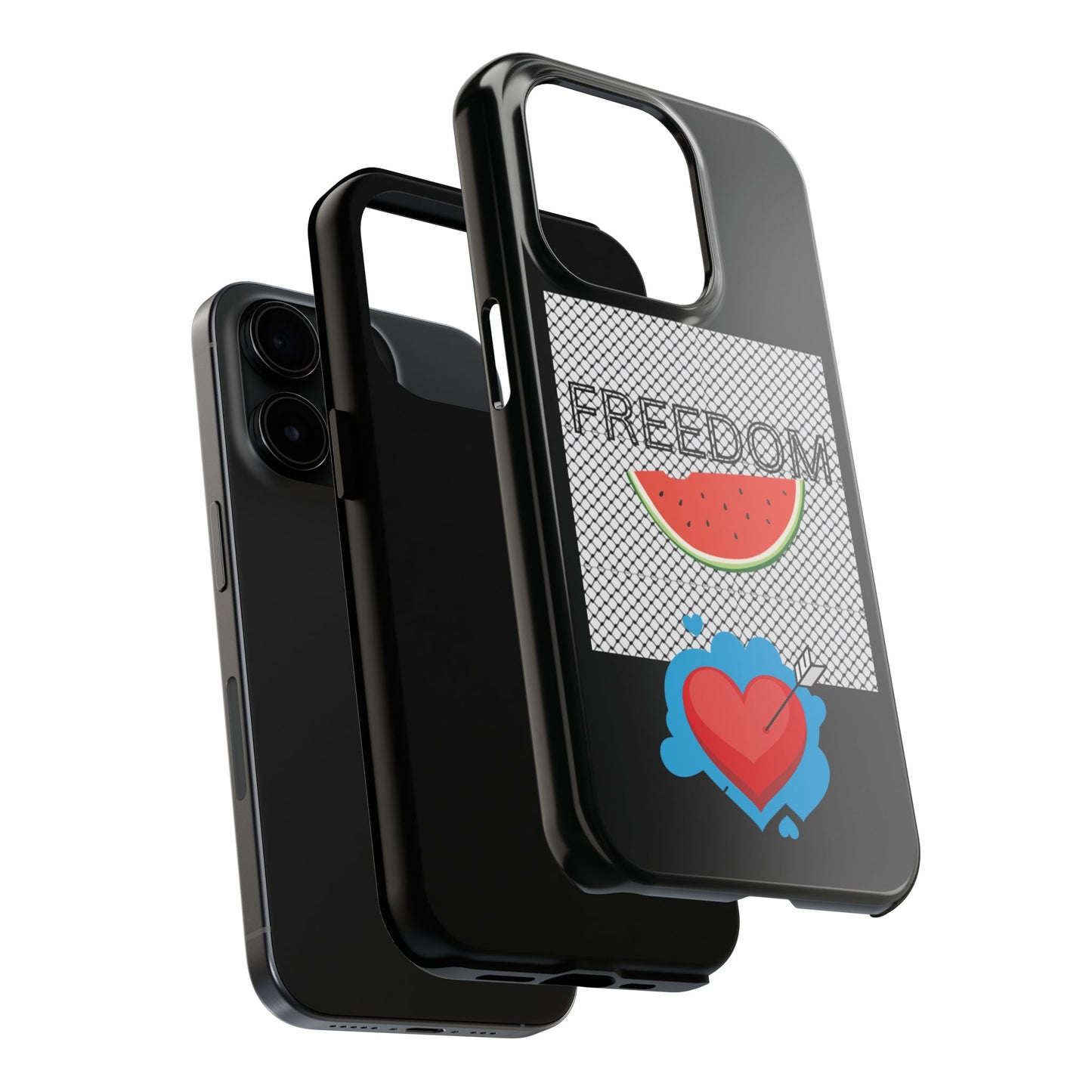 Freedom Vibes Tough Phone Case - Fun Watermelon & Heart Design