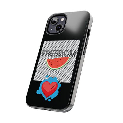 Freedom Vibes Tough Phone Case - Fun Watermelon & Heart Design