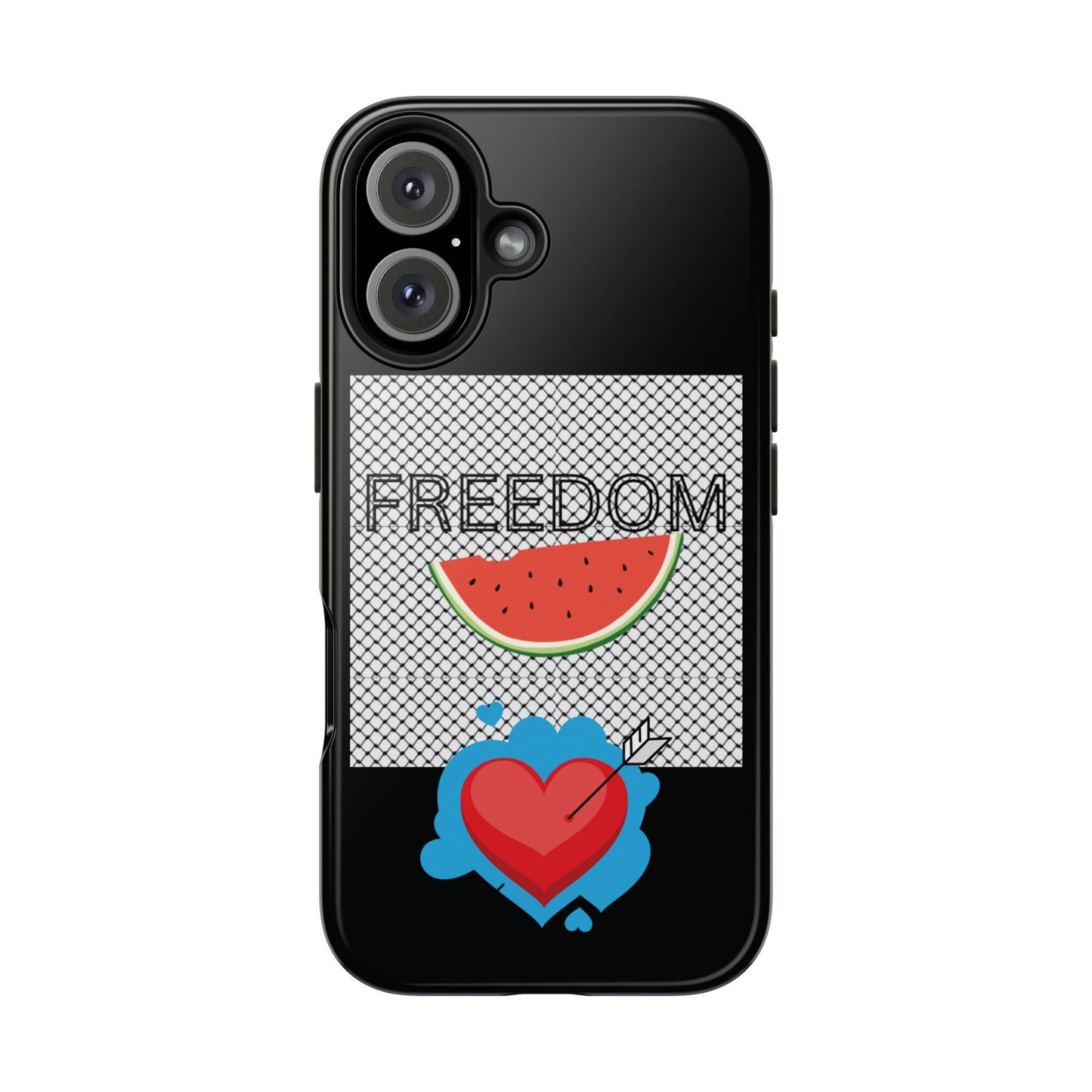 Freedom Vibes Tough Phone Case - Fun Watermelon & Heart Design