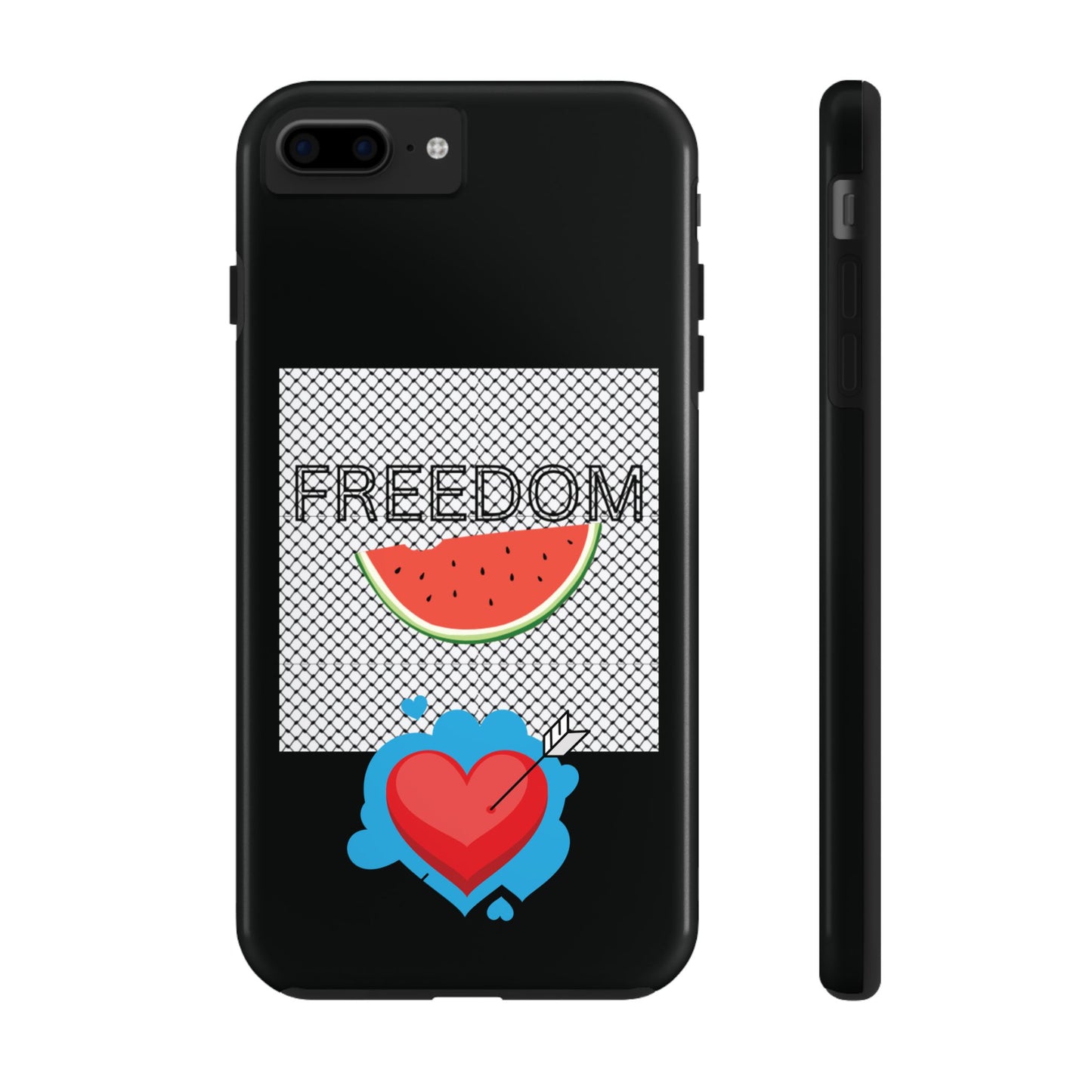 Freedom Vibes Tough Phone Case - Fun Watermelon & Heart Design