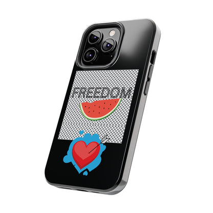 Freedom Vibes Tough Phone Case - Fun Watermelon & Heart Design