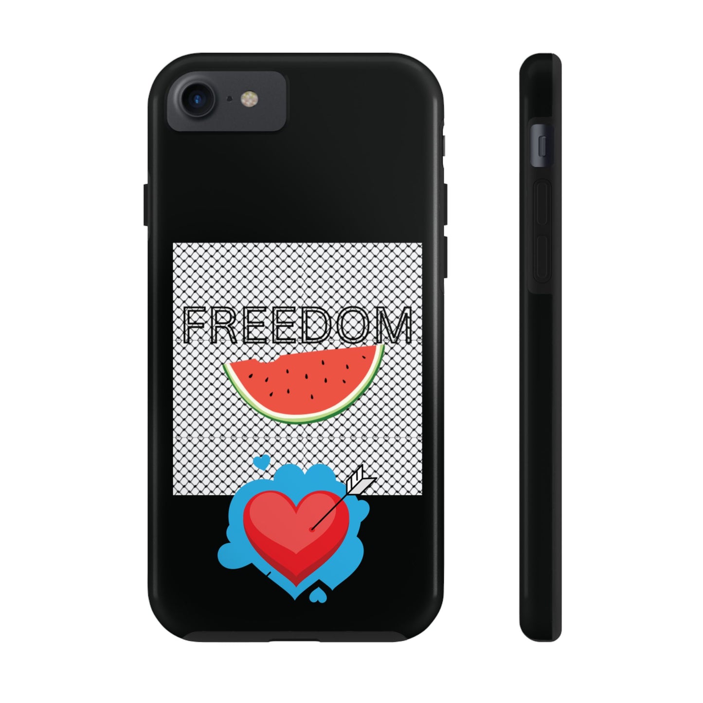 Freedom Vibes Tough Phone Case - Fun Watermelon & Heart Design