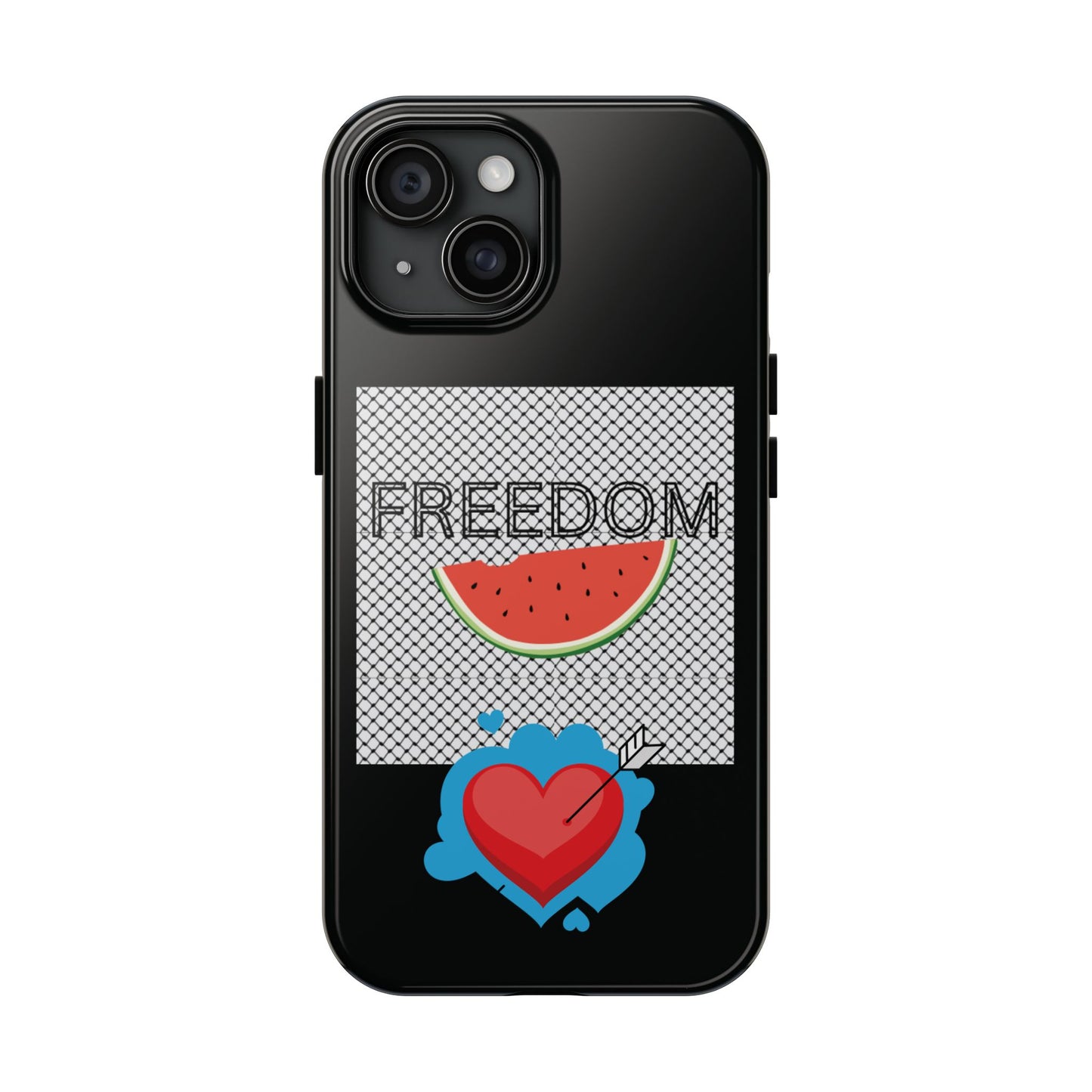 Freedom Vibes Tough Phone Case - Fun Watermelon & Heart Design