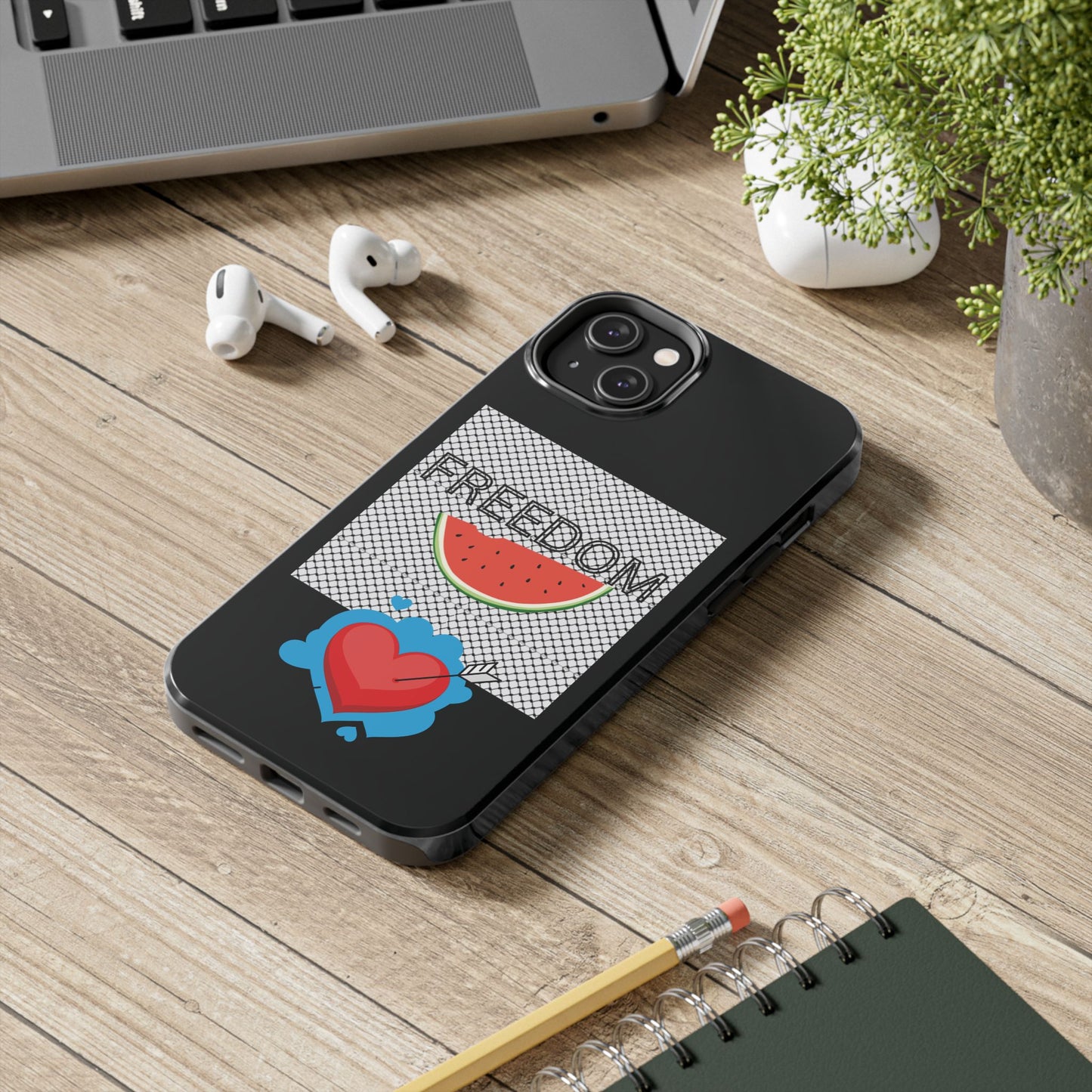 Freedom Vibes Tough Phone Case - Fun Watermelon & Heart Design