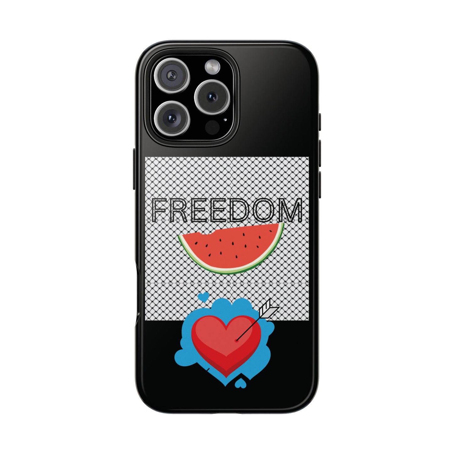 Freedom Vibes Tough Phone Case - Fun Watermelon & Heart Design