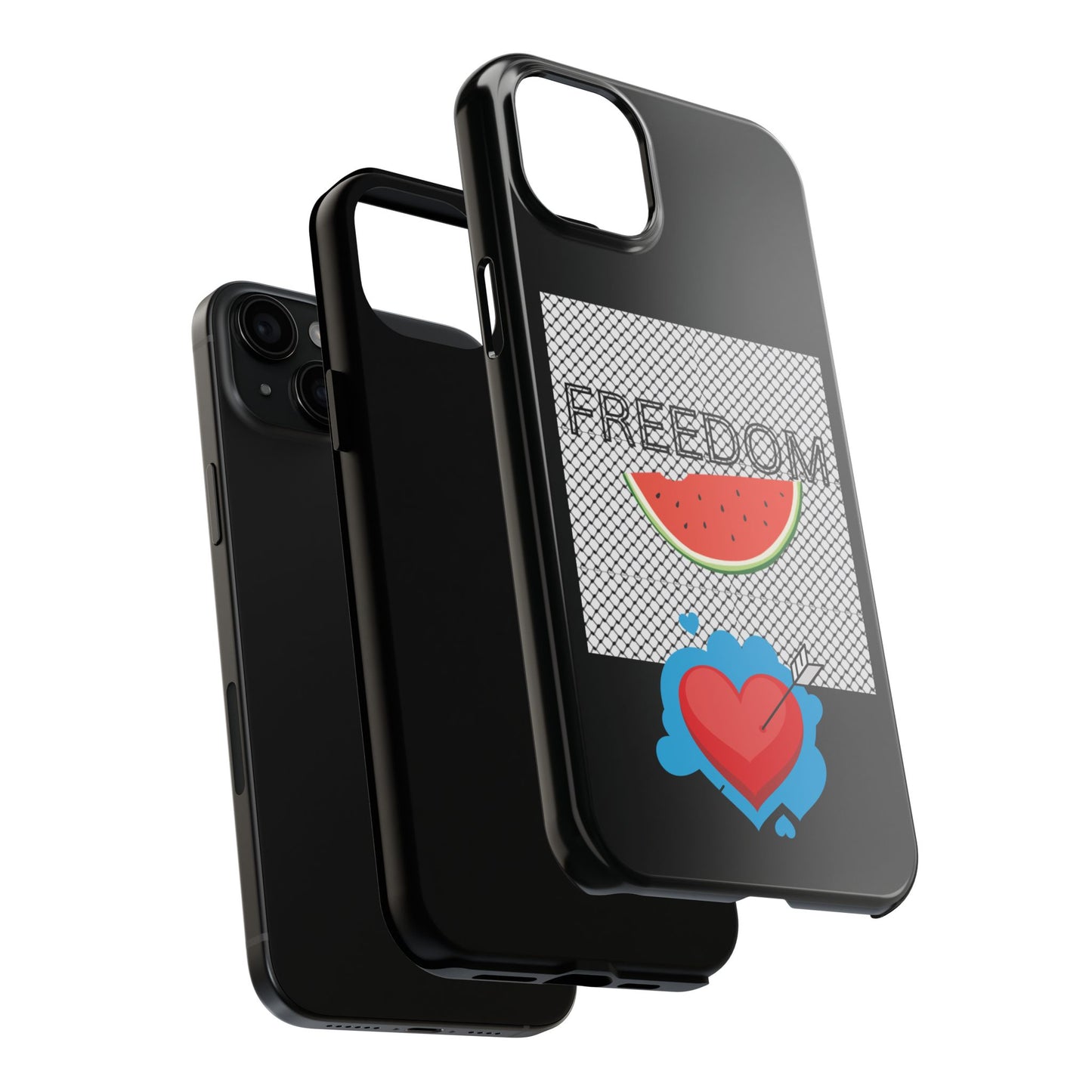 Freedom Vibes Tough Phone Case - Fun Watermelon & Heart Design