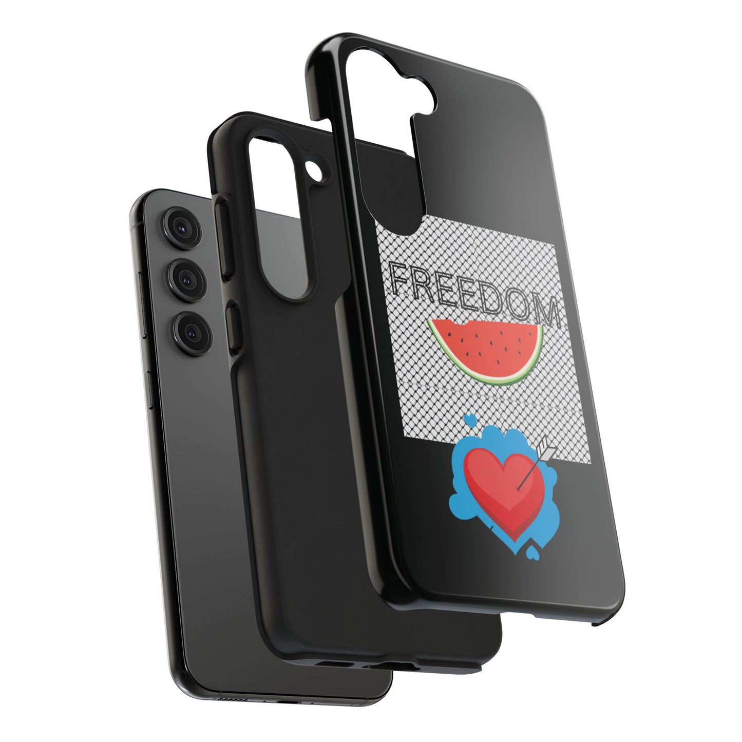 Freedom Vibes Tough Phone Case - Fun Watermelon & Heart Design