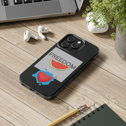 Freedom Vibes Tough Phone Case - Fun Watermelon & Heart Design