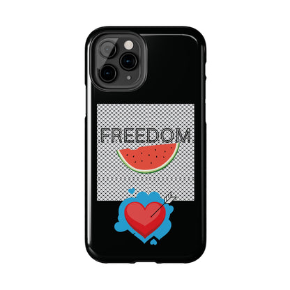 Freedom Vibes Tough Phone Case - Fun Watermelon & Heart Design