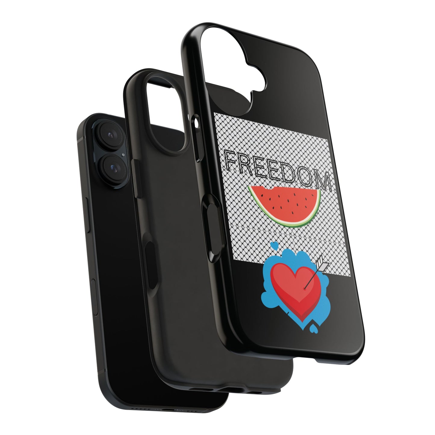 Freedom Vibes Tough Phone Case - Fun Watermelon & Heart Design