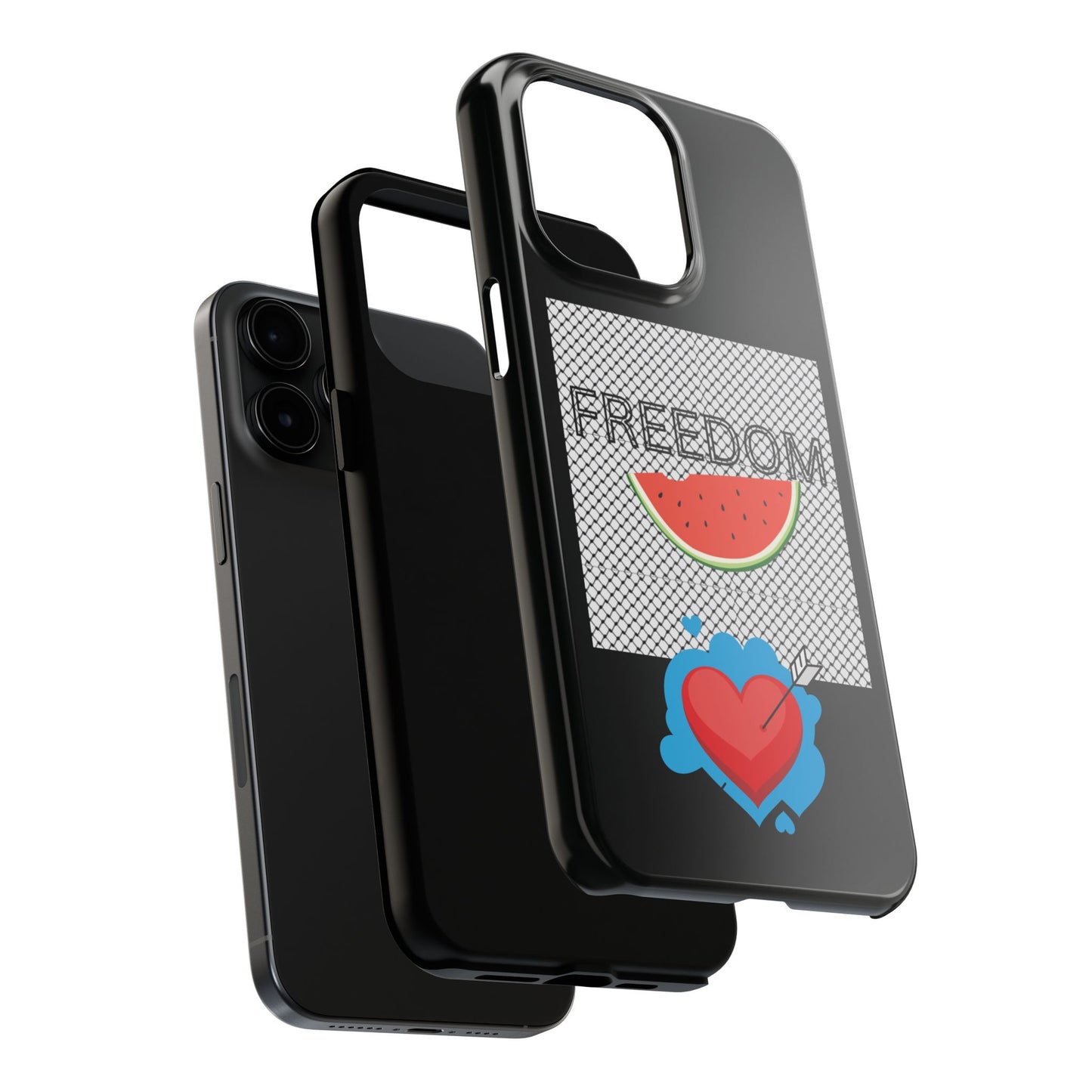 Freedom Vibes Tough Phone Case - Fun Watermelon & Heart Design