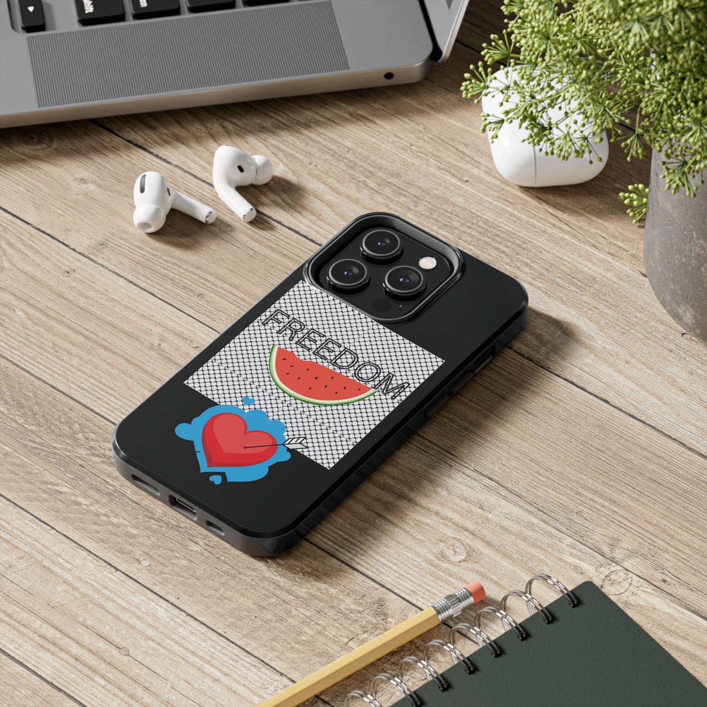 Freedom Vibes Tough Phone Case - Fun Watermelon & Heart Design