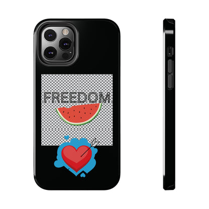 Freedom Vibes Tough Phone Case - Fun Watermelon & Heart Design