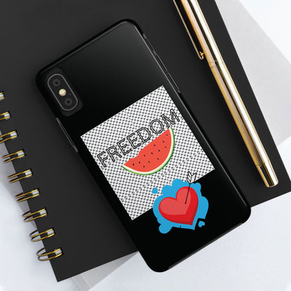 Freedom Vibes Tough Phone Case - Fun Watermelon & Heart Design