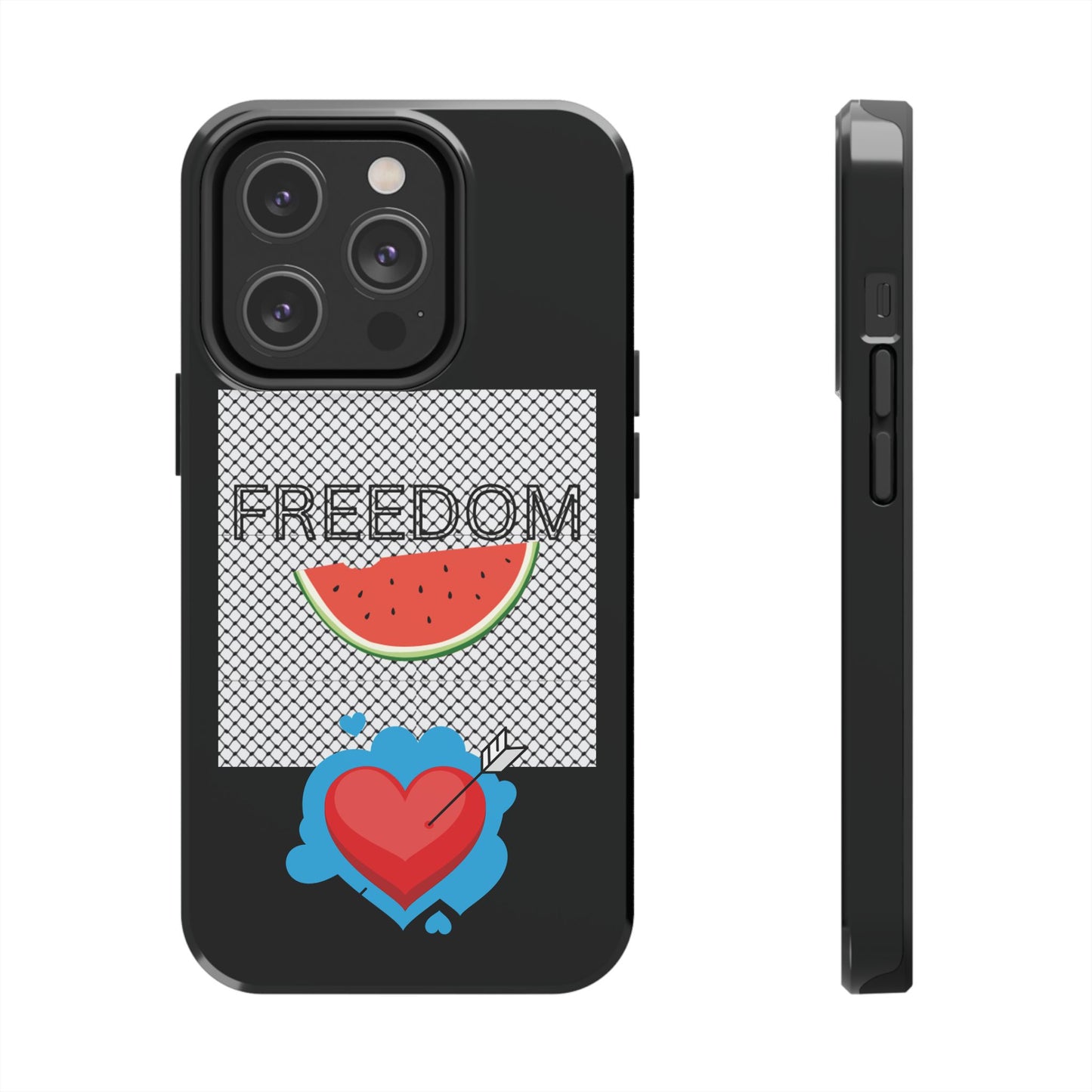 Freedom Vibes Tough Phone Case - Fun Watermelon & Heart Design