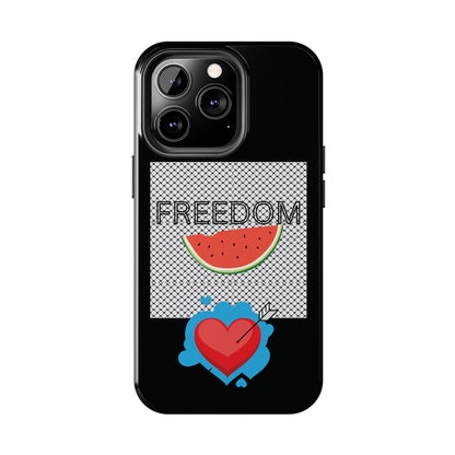 Freedom Vibes Tough Phone Case - Fun Watermelon & Heart Design